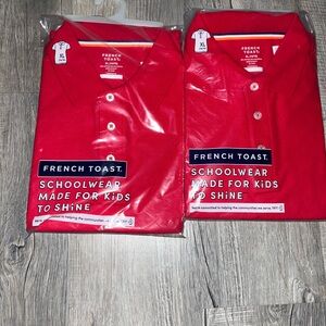 2 French Toast Kids Bright Red Polo Shirt bundle uniform